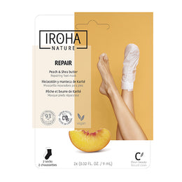 Masque Chaussettes Pieds Réparateur Pêche Beurre de Karité Iroha Nature